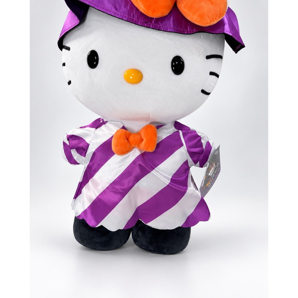 Hello Kitty Halloween Witch Greeter 23 in Purple Stripe Plush Gemmy NWT - Picture 3 of 9